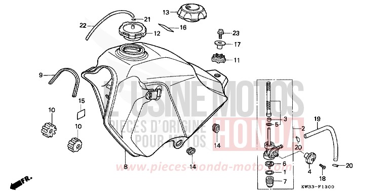 RESERVOIR A CARBURANT de Dominator 250 FIGHTING RED (R134) 1990